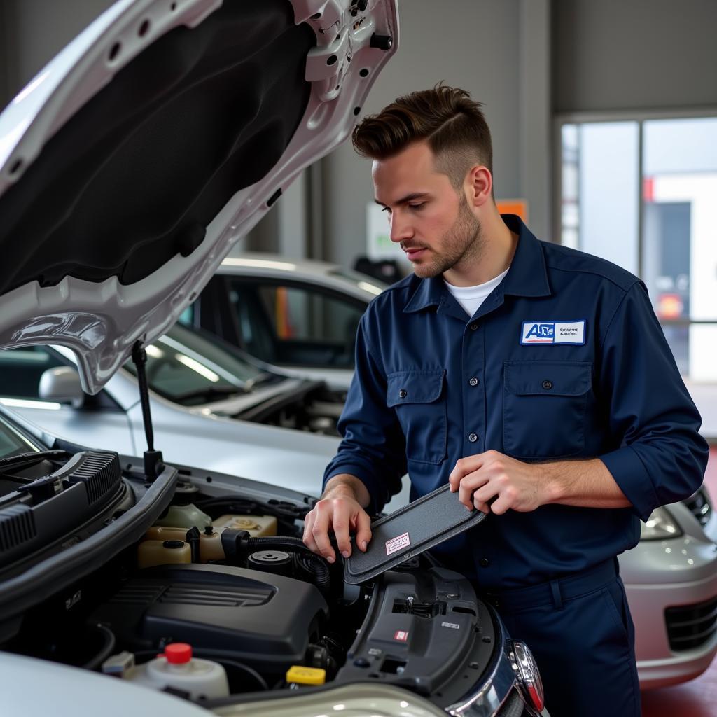 ASE Certified Technician at Work