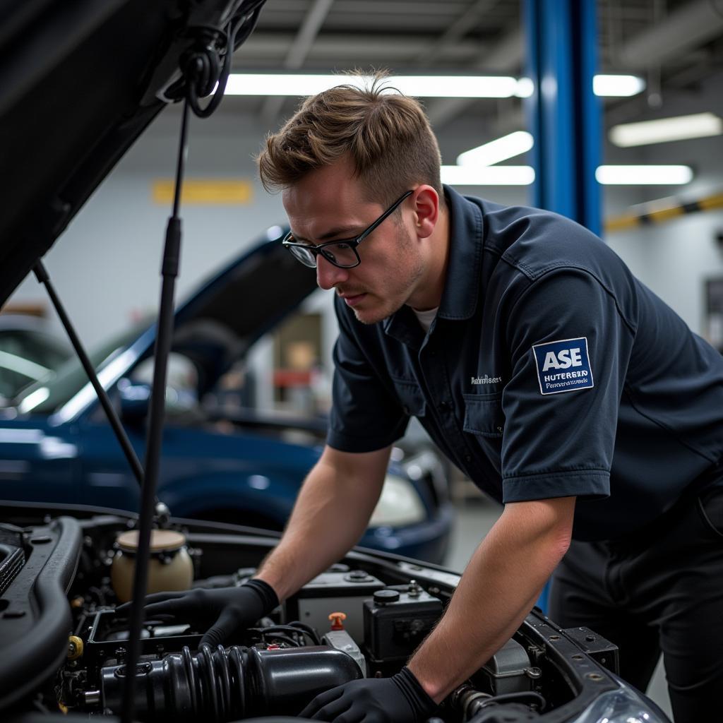 ASE Certified Technician at Work