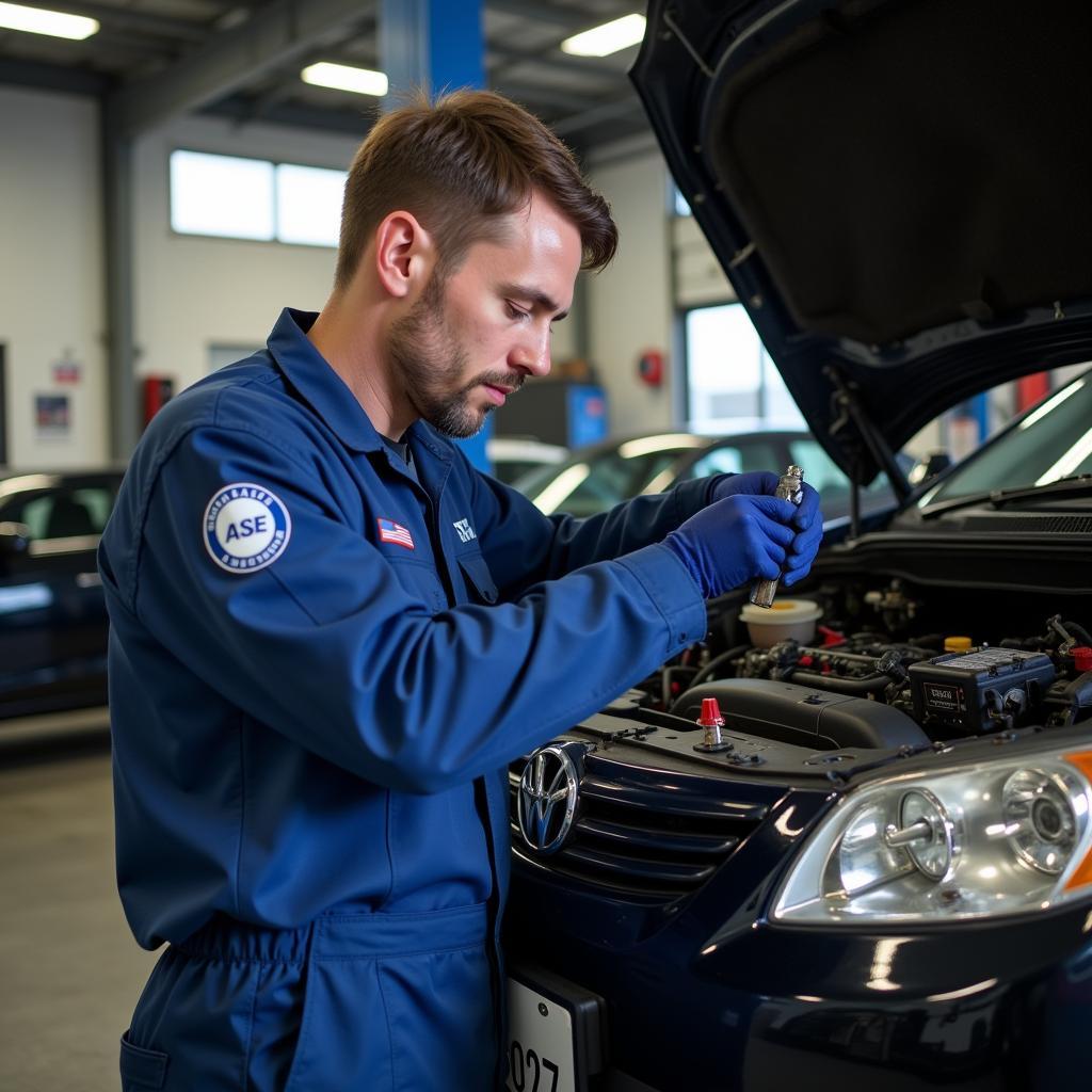 ASE Certified Technician Working on Car in WV