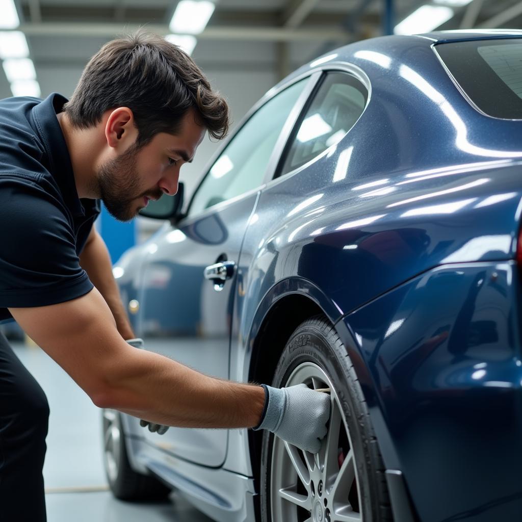 ASE Certified Technician Performing Car Painting and Refinishing