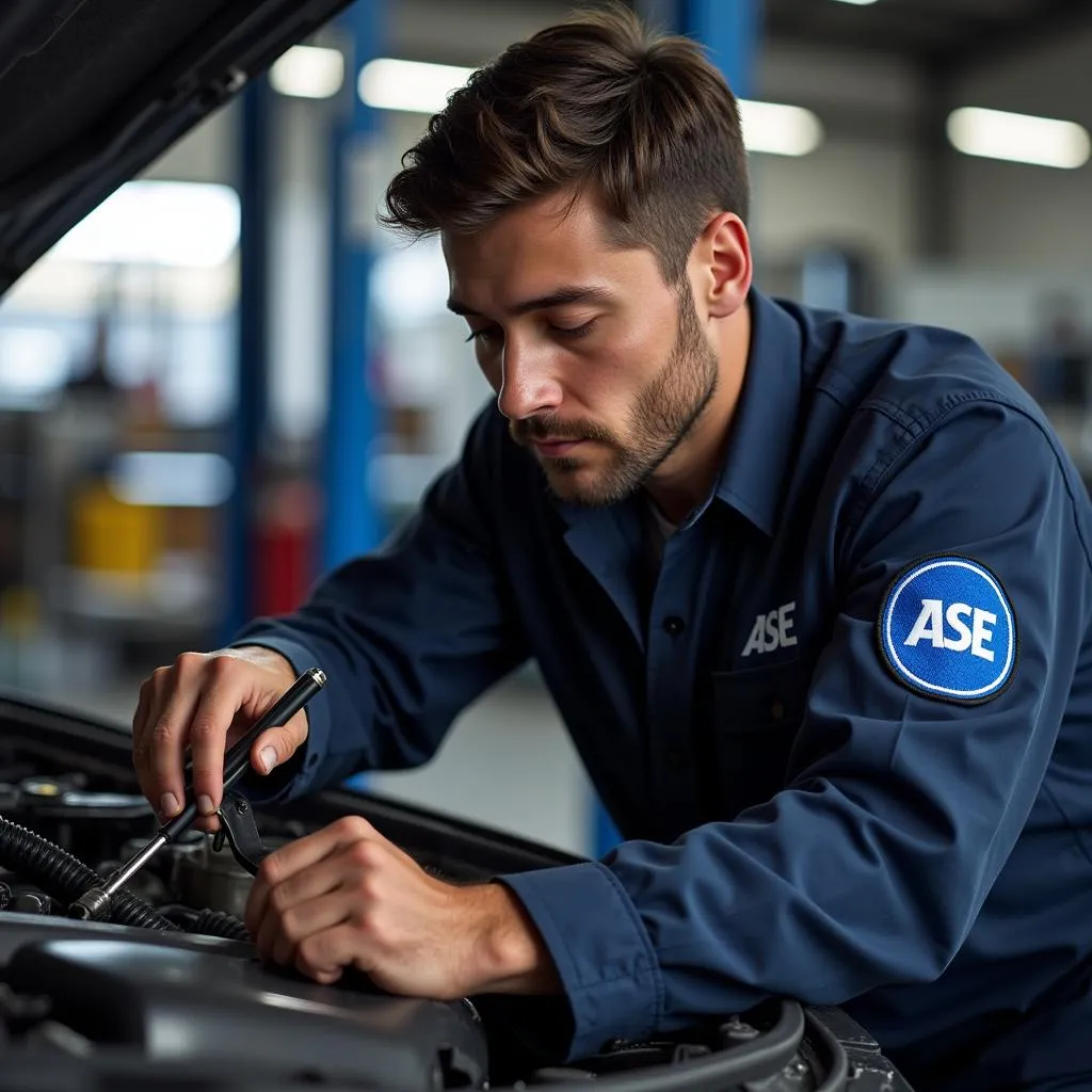 ASE Certified Technician at Work