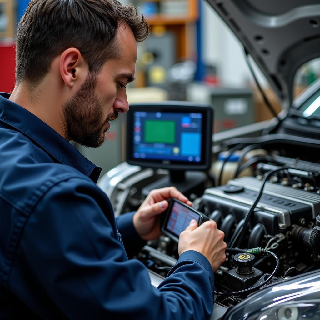 ASE Certified Technician Working on an Engine