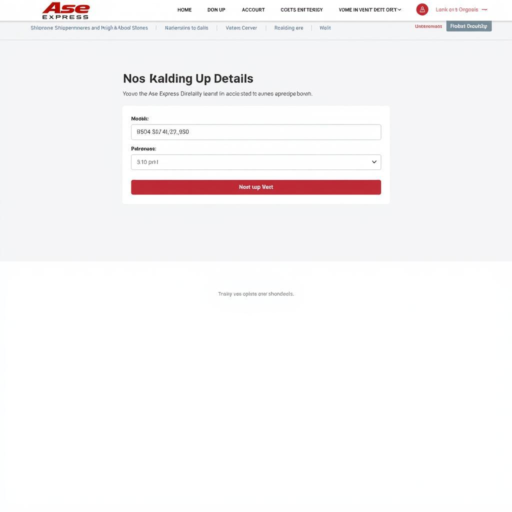 Tracking interface on Ase Express website