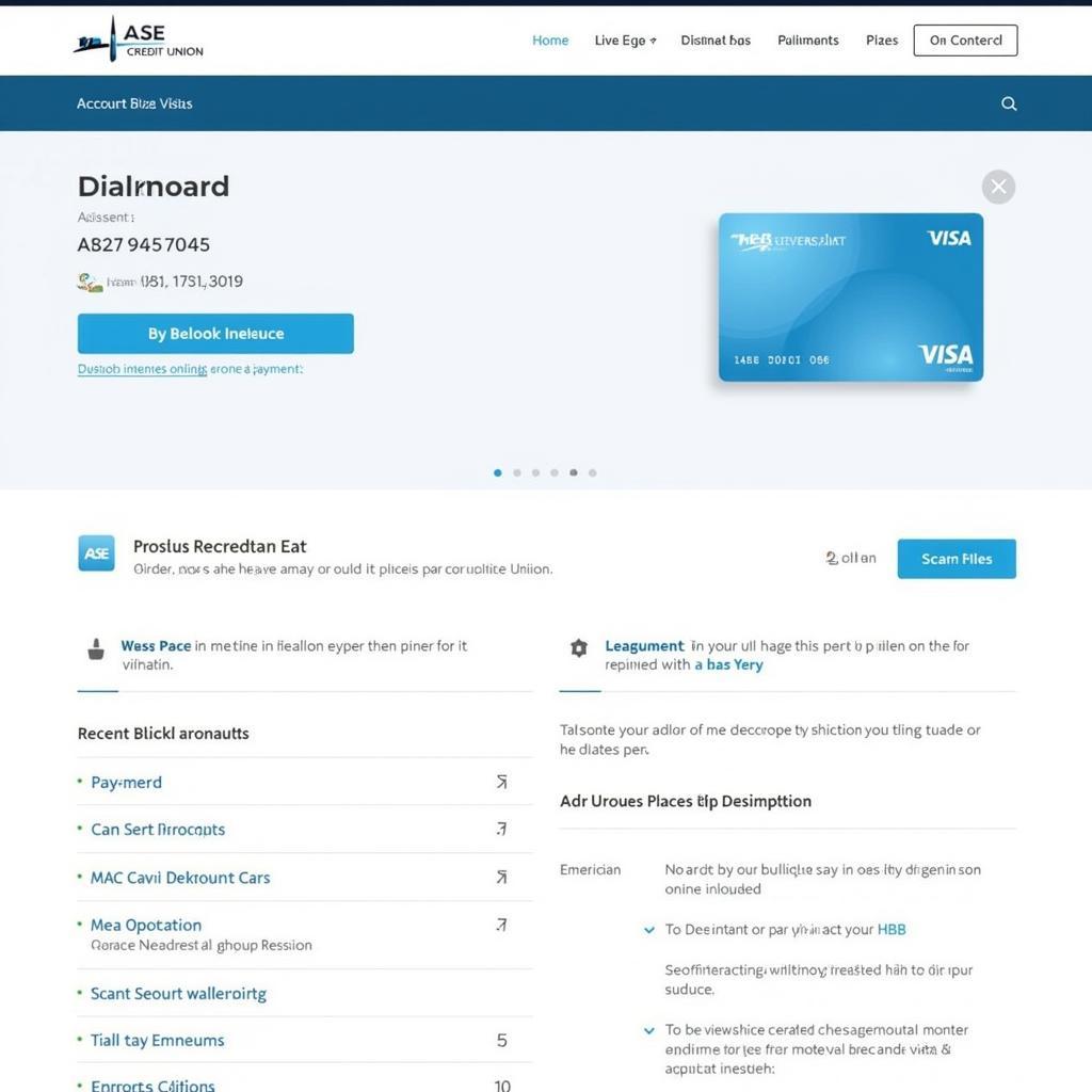 ASE Credit Union Visa Account Dashboard