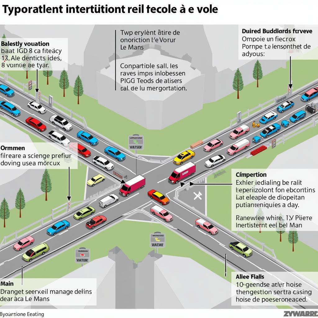 Traffic flow at the Ase Croix de Pierre Le Mans intersection during peak hours