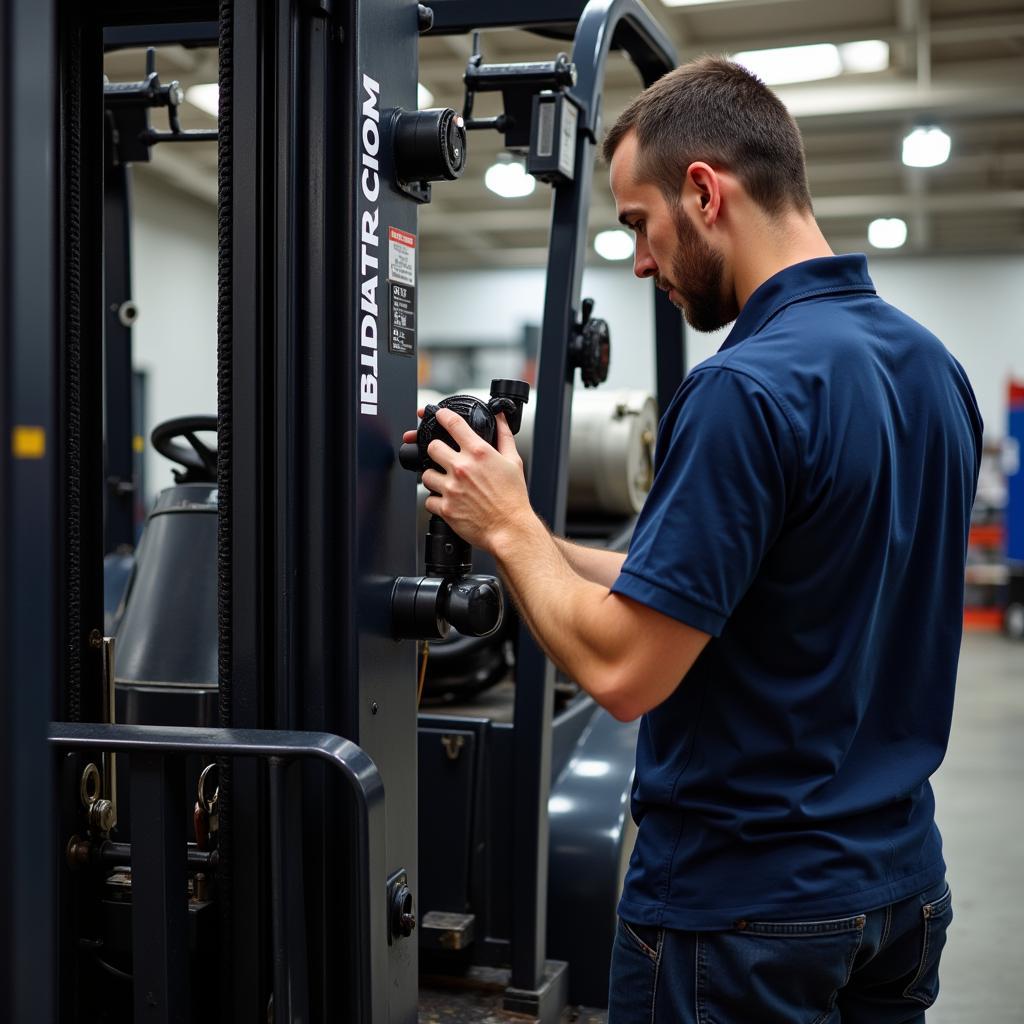 ASE Forklift Undergoing Regular Maintenance Checkup