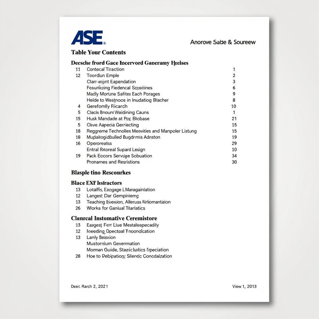 ASE Instructor Guide Contents