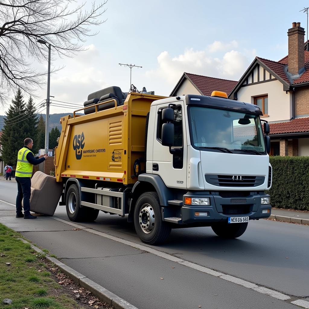 ASE Manfredonia waste collection truck picking up bulky waste