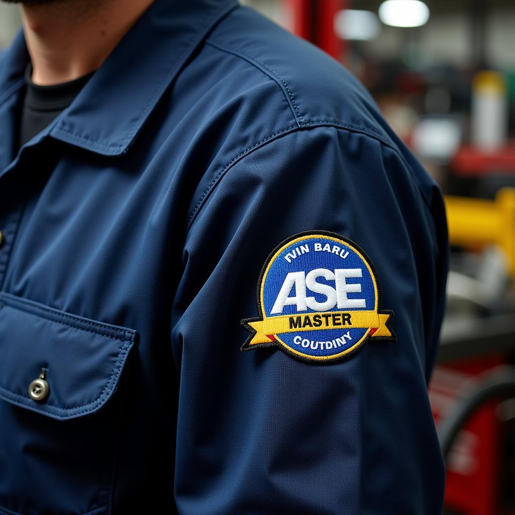 ASE Master Patch on Mechanic Uniform