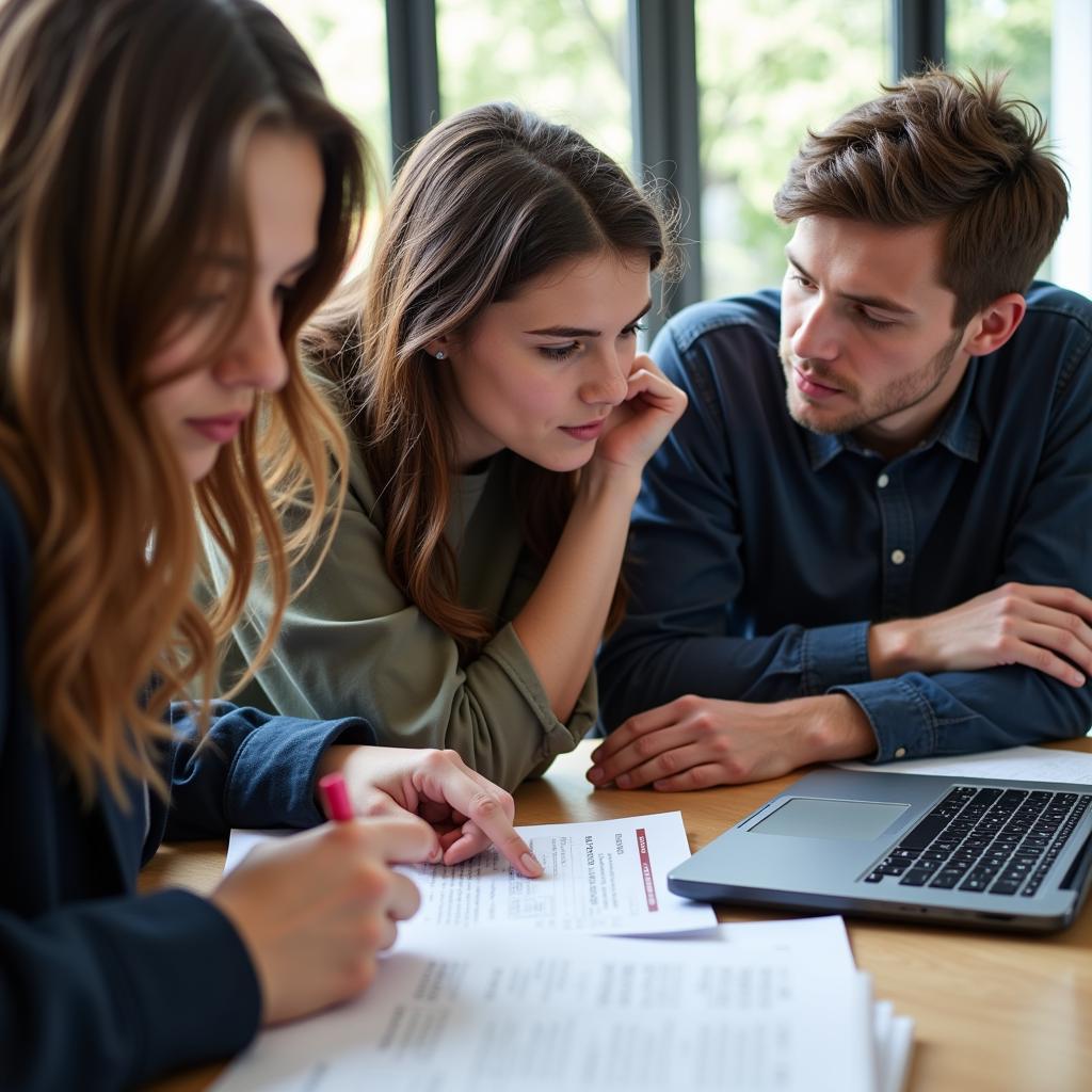 Students reviewing master's program admission requirements on a laptop