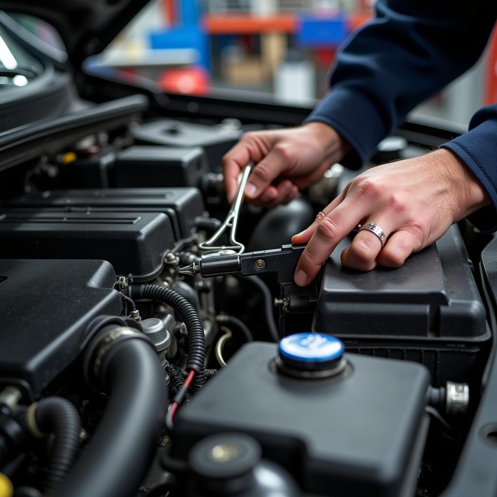 ASE Master Technician working on a car