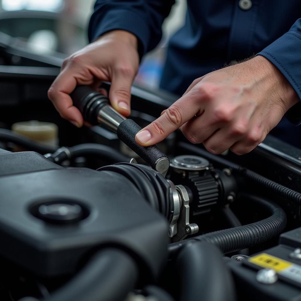 ASE Master Technician Working on an Engine