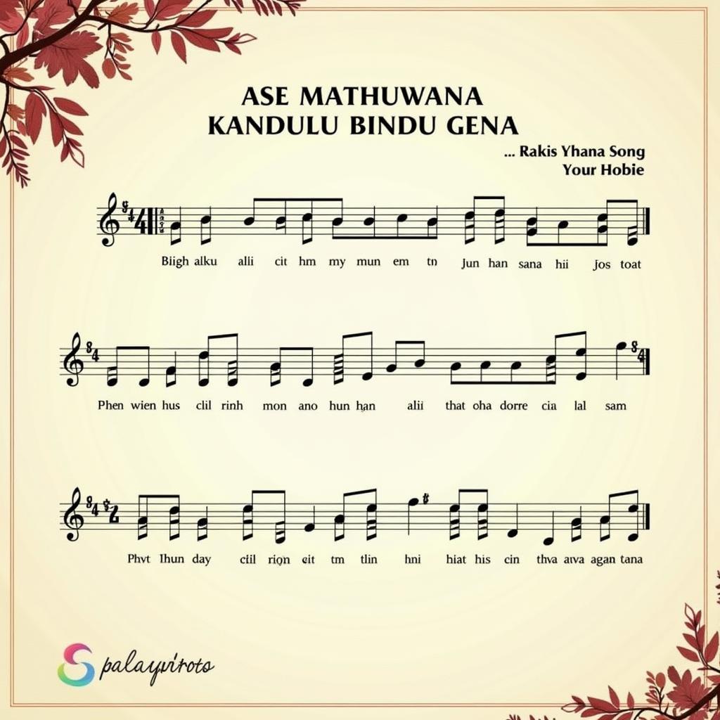 Sinhala Sheet Music for "Ase Mathuwana Kandulu Bindu Gena"