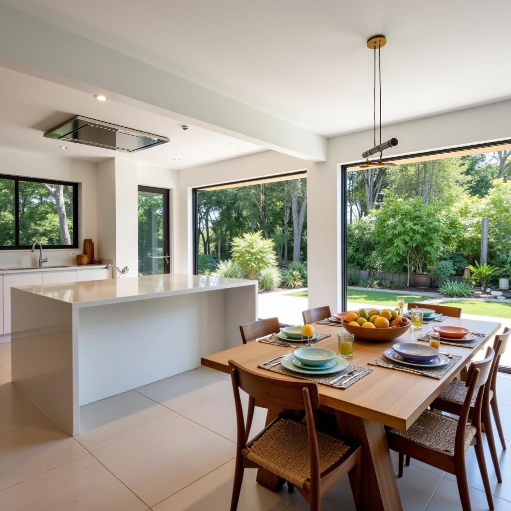 Open-concept ASE modern kitchen with a dining area