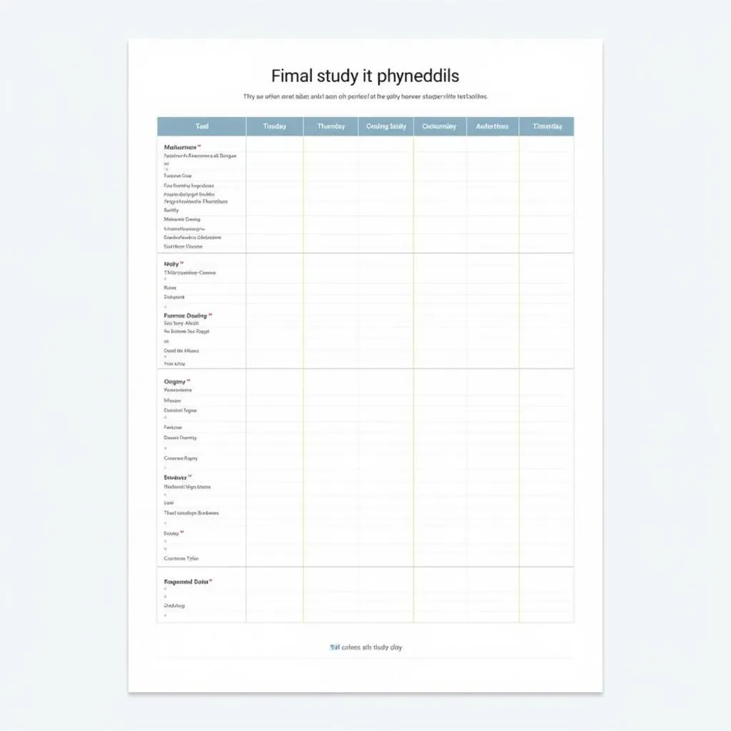 ASE P2 Study Schedule Template