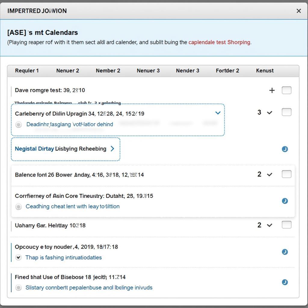 ASE Registration Calendar