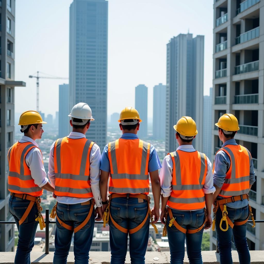 ASEAN Construction Workers Implementing Safety Protocols