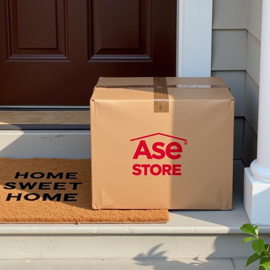 A package awaiting delivery from the Ase store.