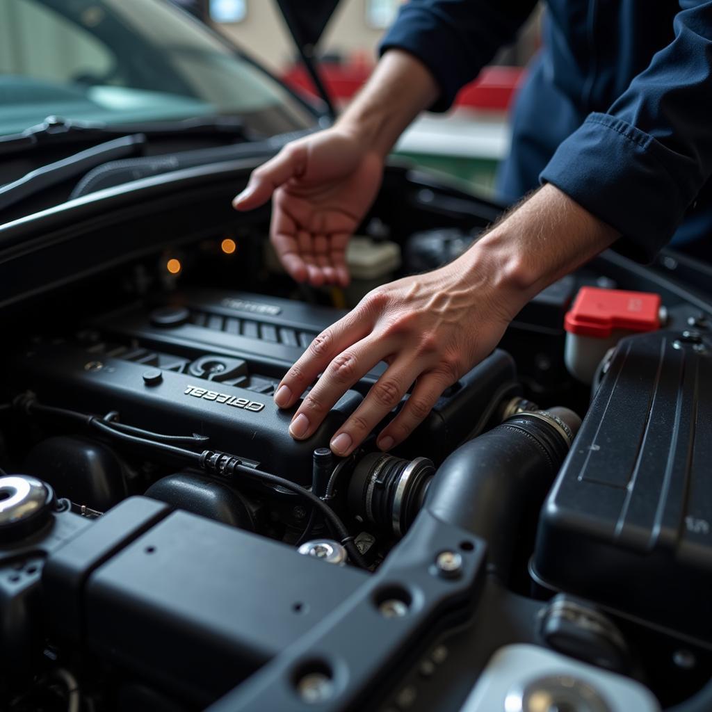 ASE Technician Working on a Car