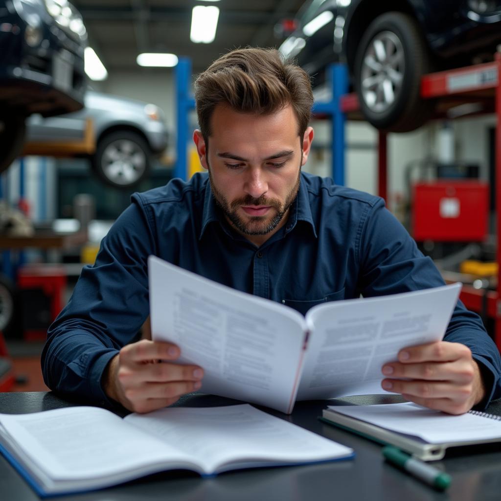 Mechanic studying for ASE exam