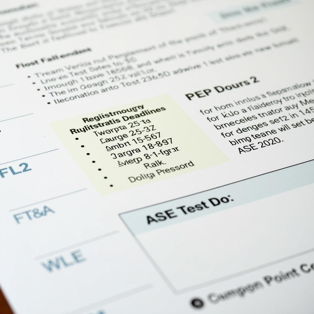 ASE Test Schedule