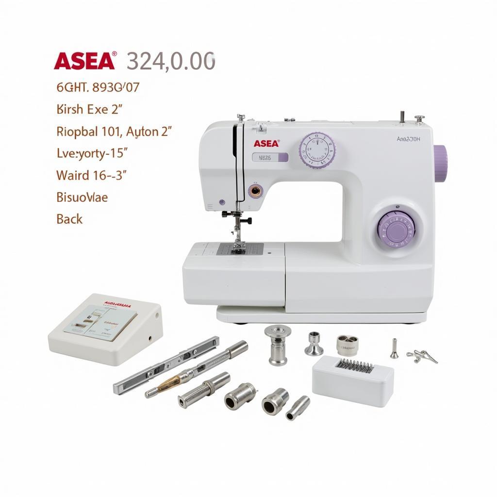 Asea MAQ4510H stitch options and included accessories