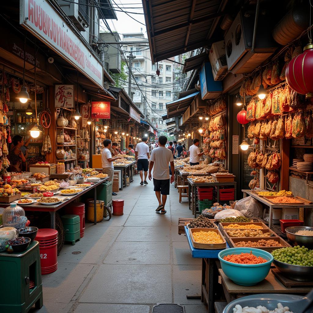 Shopping in a Southeast Asian Market