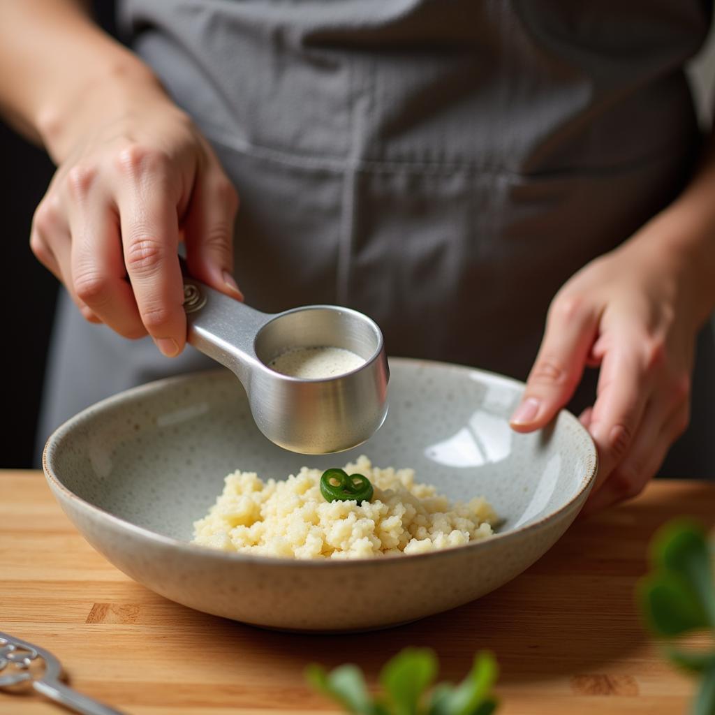 Asea measuring cup used in an Asian kitchen