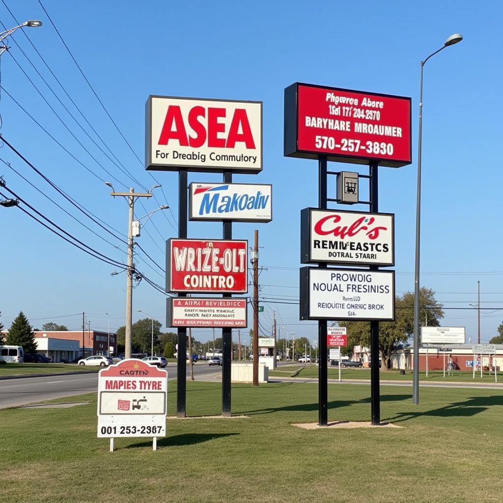 Business signage along Asea Millrock Drive