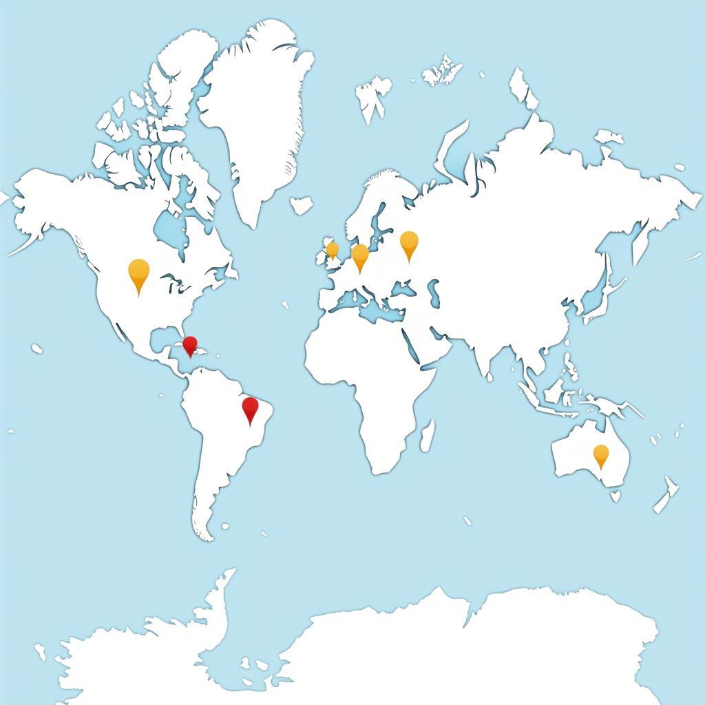 A map highlighting Asea Moumtzis's global reach