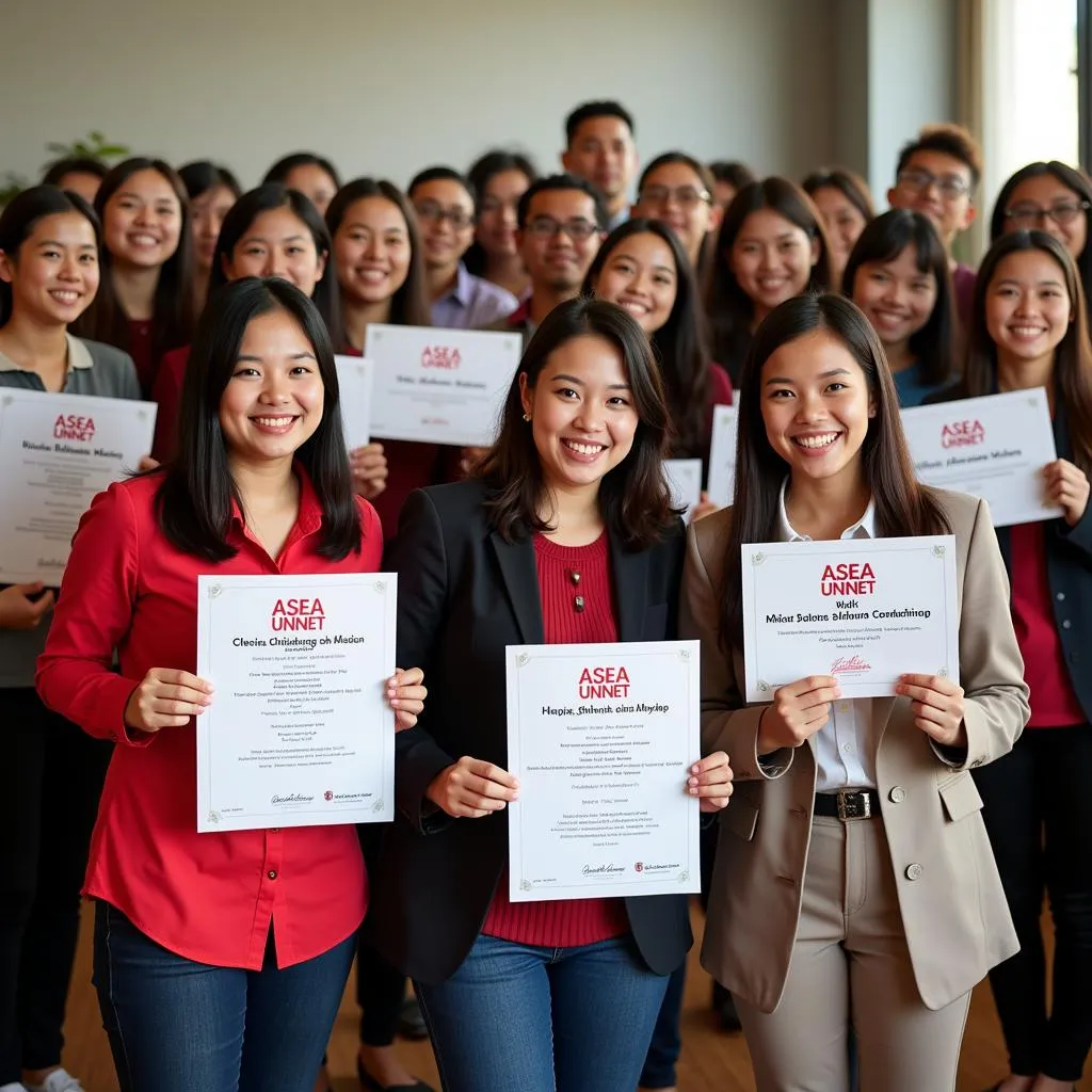 ASEA UNINET scholarship recipients celebrating their achievements.