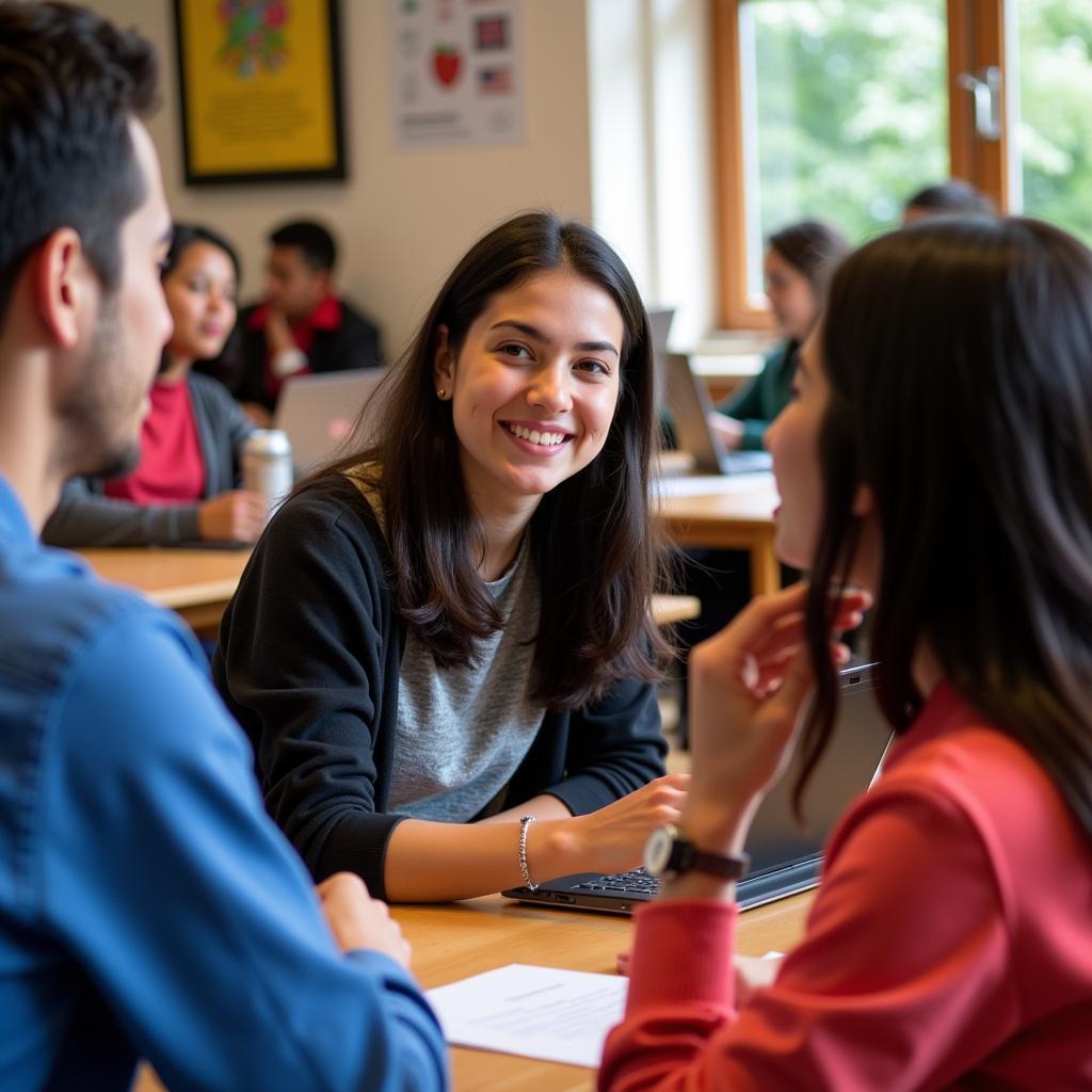 Students from various Southeast Asian countries engaging in lively discussions and activities.