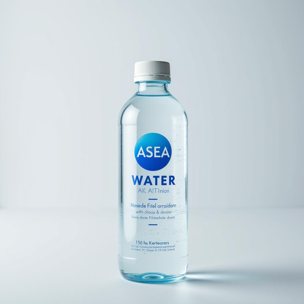 Close-up of an ASEA Water bottle