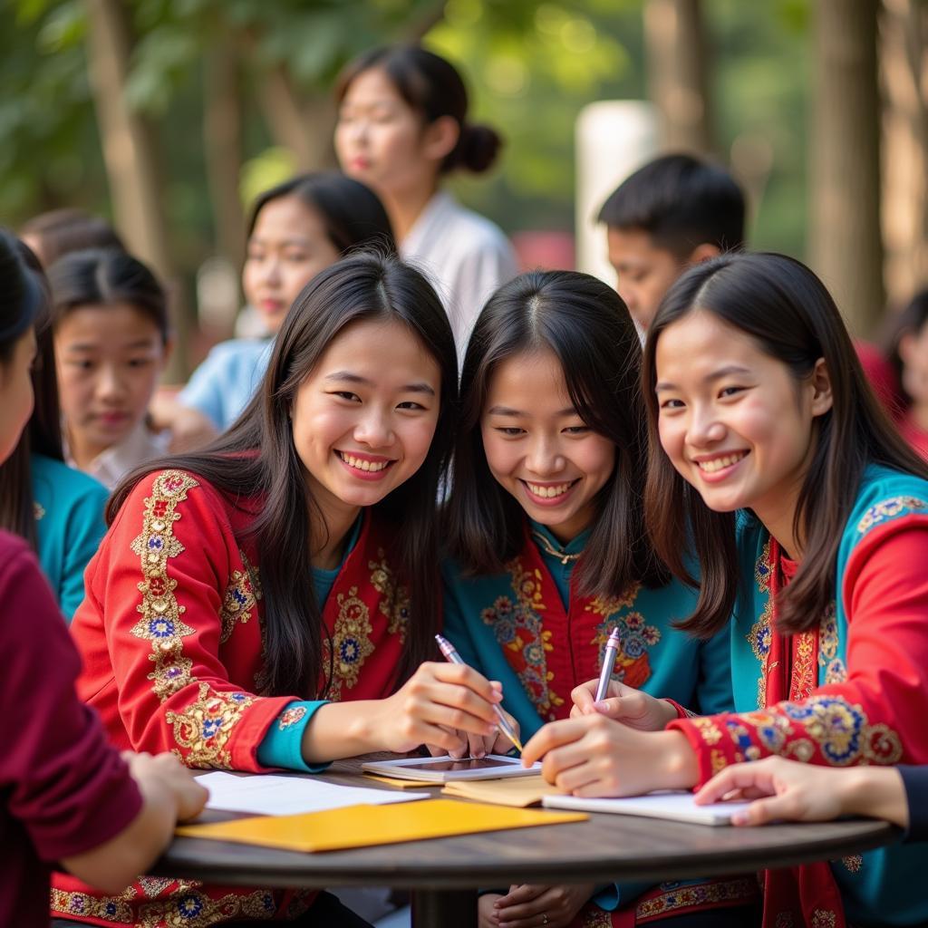 Participants engage in a cultural exchange program