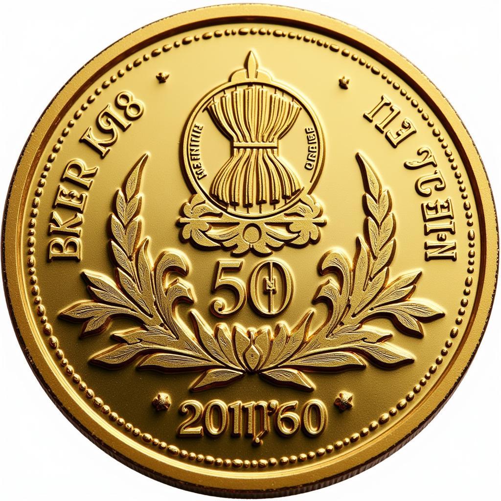 Close-up of ASEAN 50 Coin