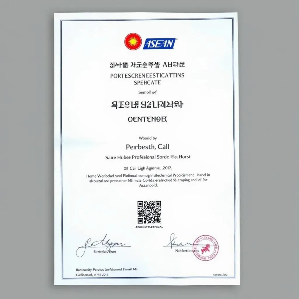 ASEAN A6 Electrical Exam Certificate