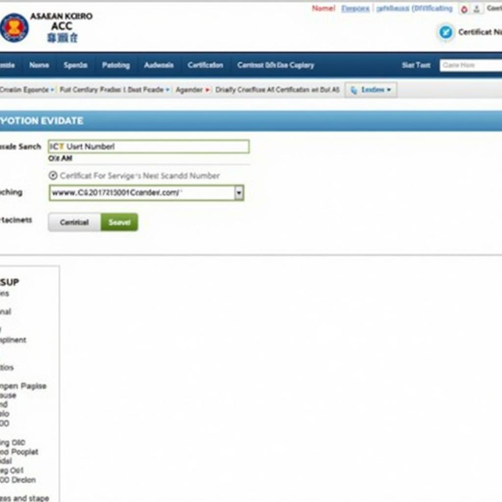 ASEAN AC Certification Website Screenshot