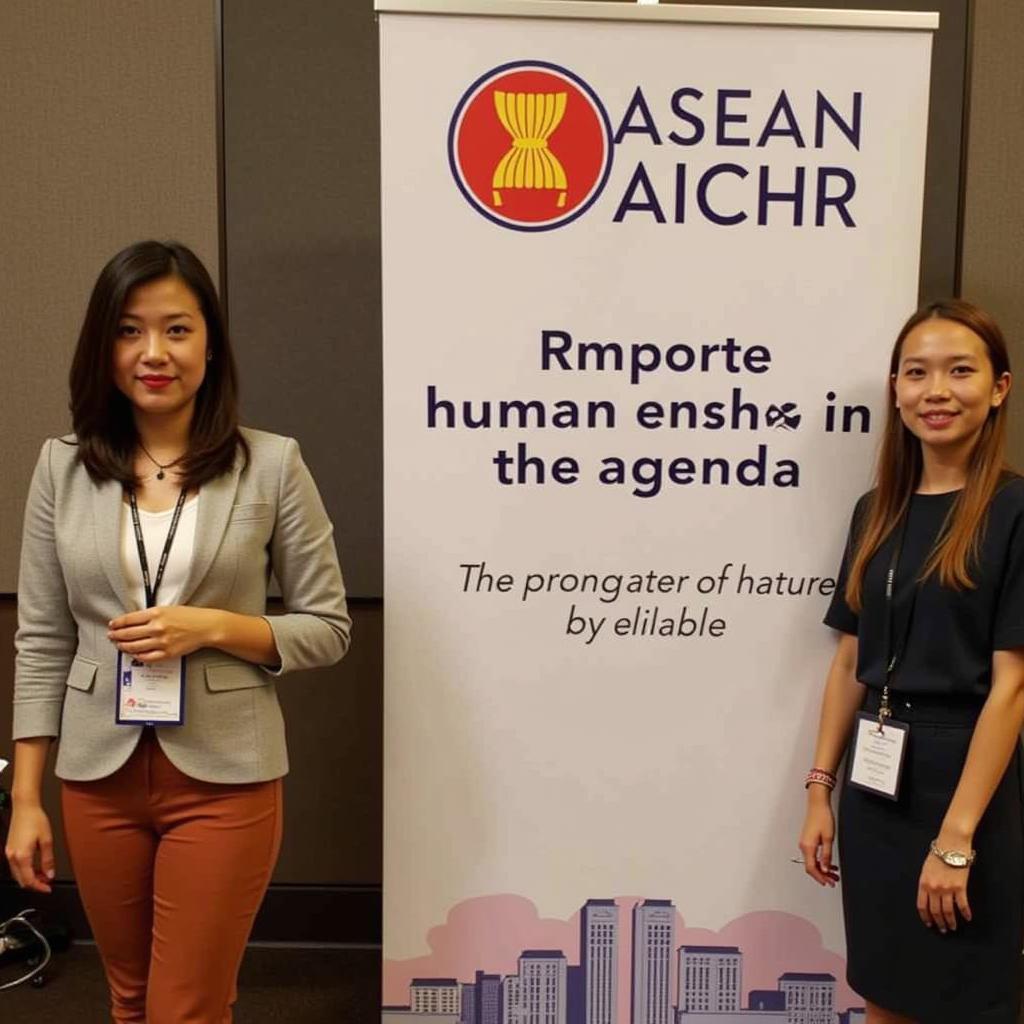 ASEAN AICHR banner displayed at an event