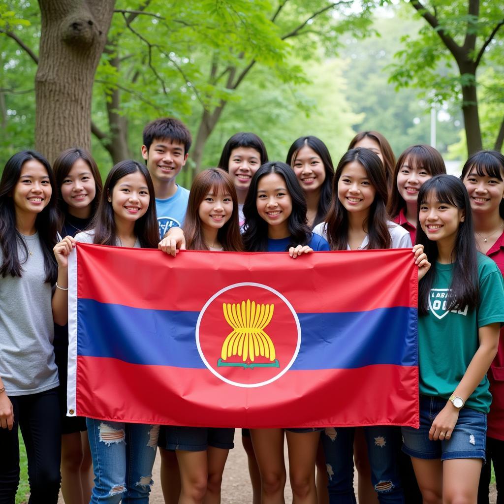 Camp participants and organizers posing for a group photo