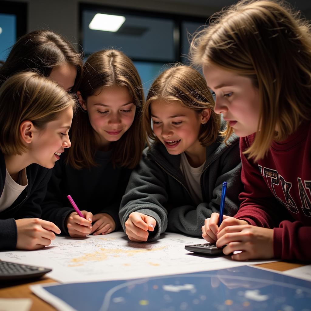 Students participating in an astronomy workshop