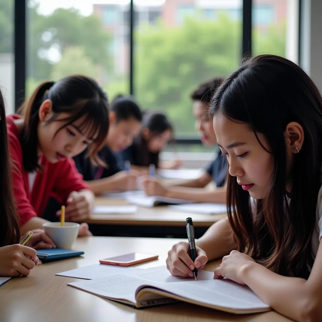 Students preparing for ASEAN BAC exam