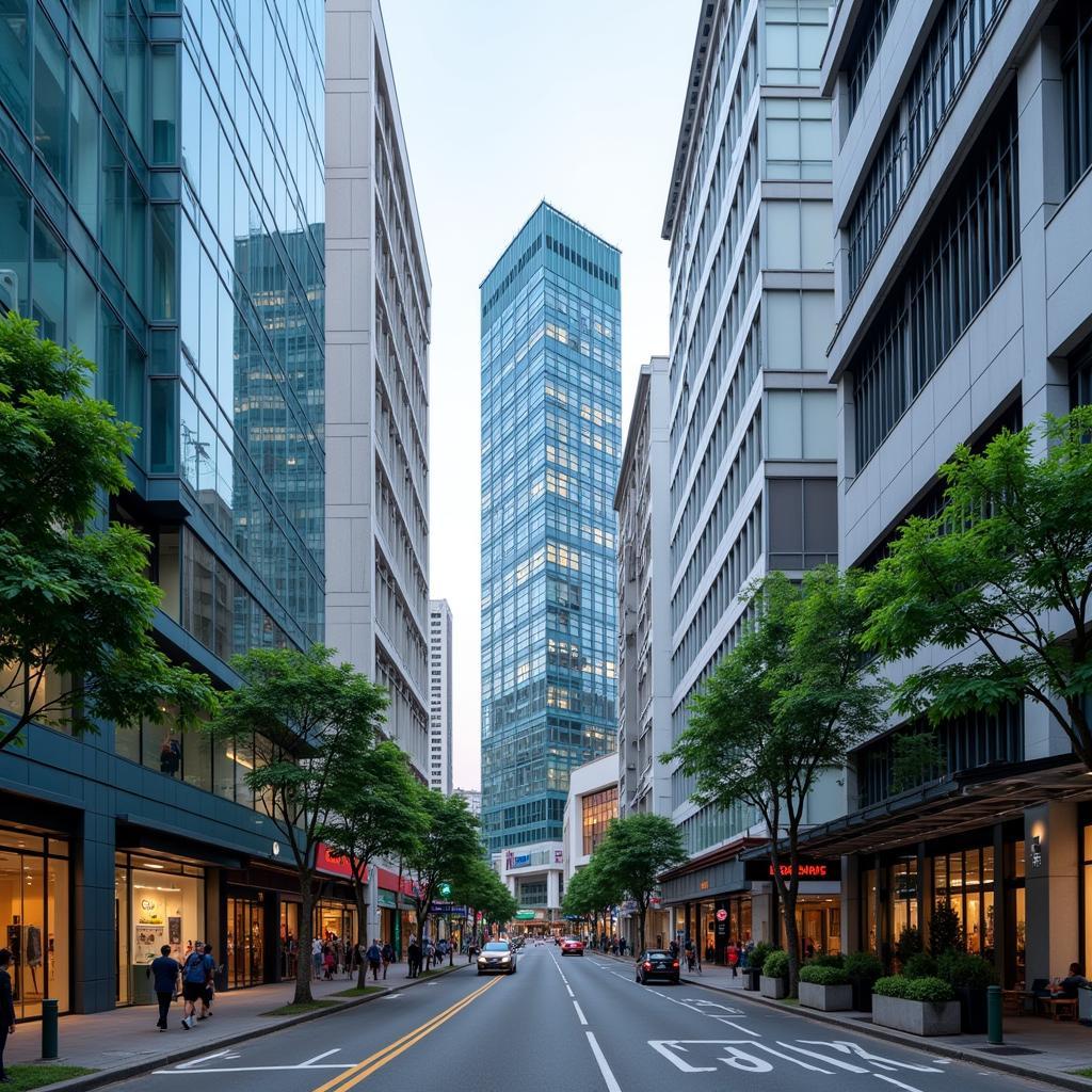 Modern bank buildings in an ASEAN city