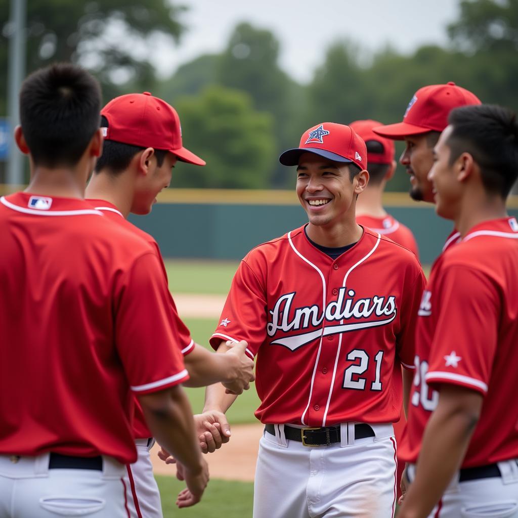 ASEAN and American baseball players interacting