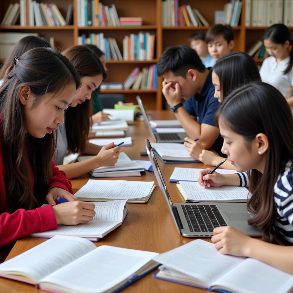 Students studying for the ASEAN Board Exam