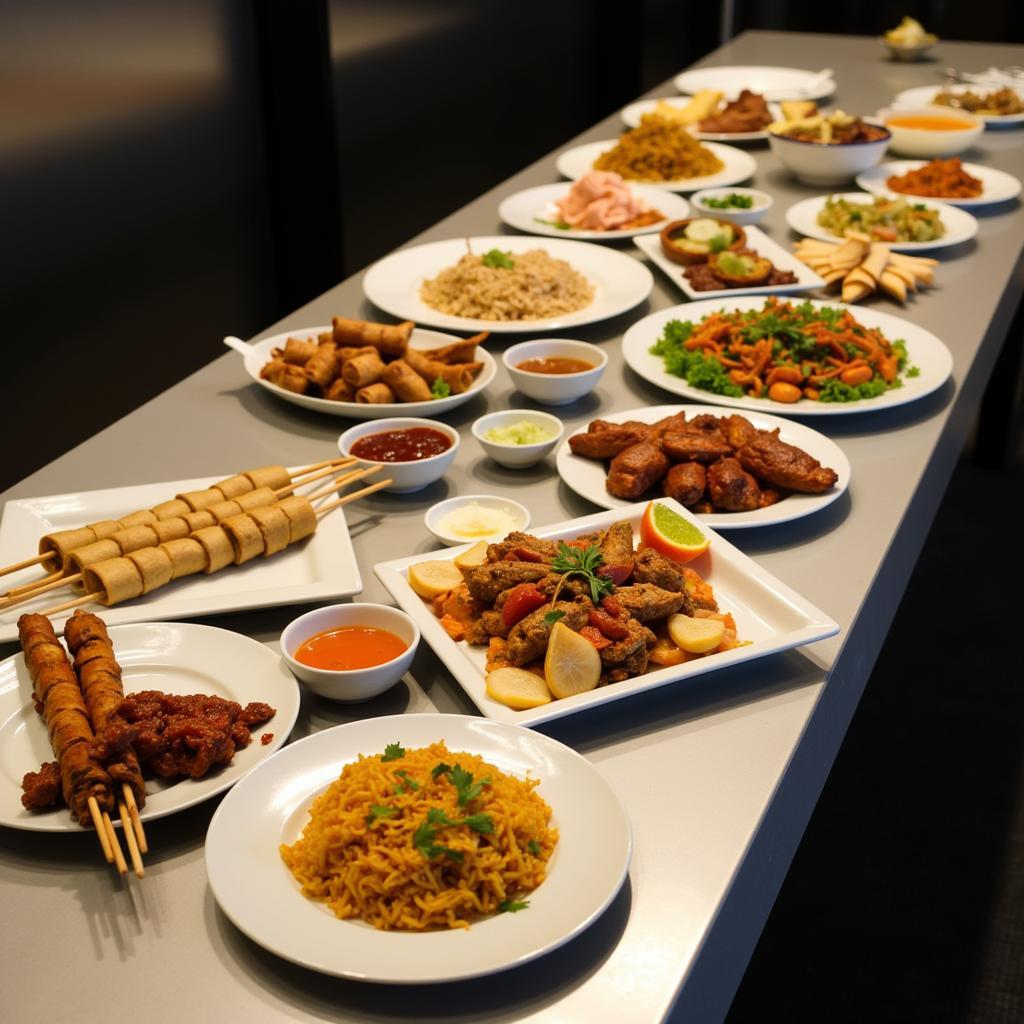 A colorful spread of various ASEAN dishes at a buffet