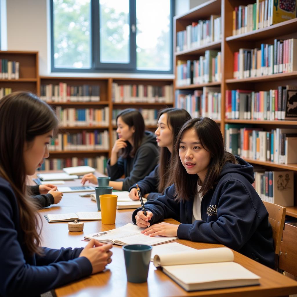 Students Studying inside the ASEAN Building at CU Boulder