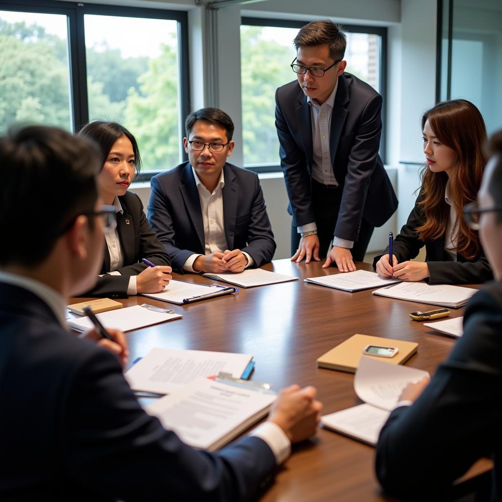 Business people meeting with ASEAN officials