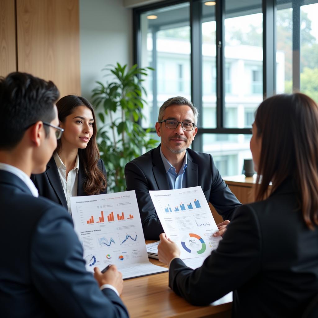 Business people discussing legal trust and tax implications in an ASEAN country setting