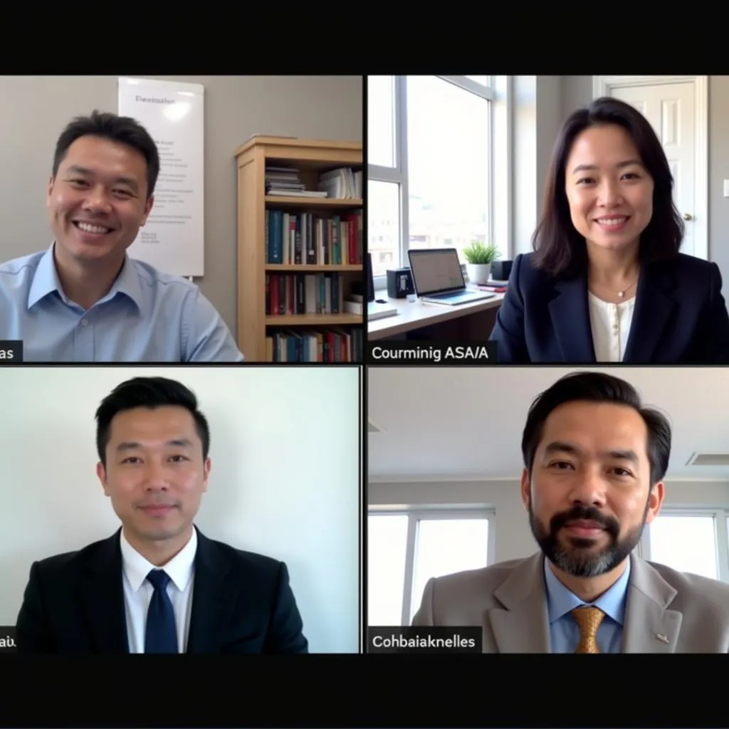 Business professionals in ASEAN collaborating through video conferencing