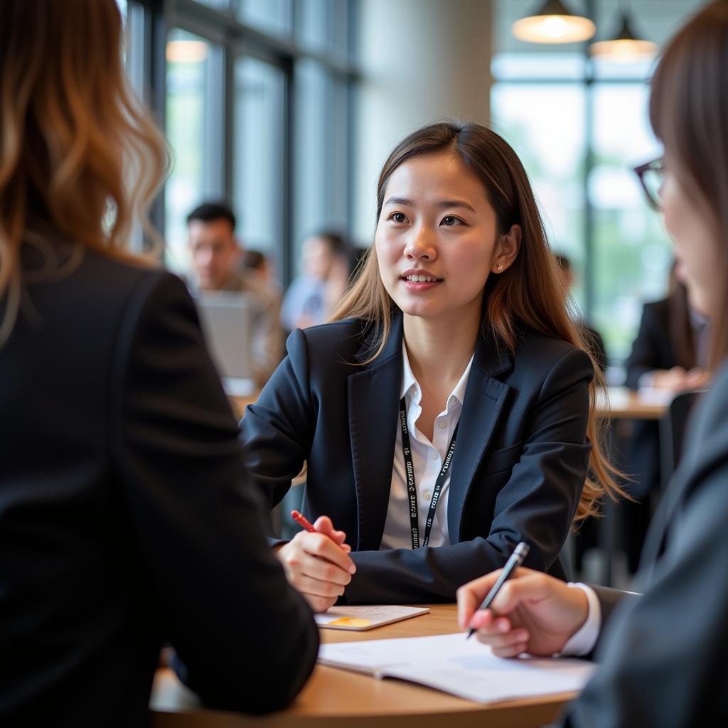 Student being interviewed at the ASEAN Career Fair